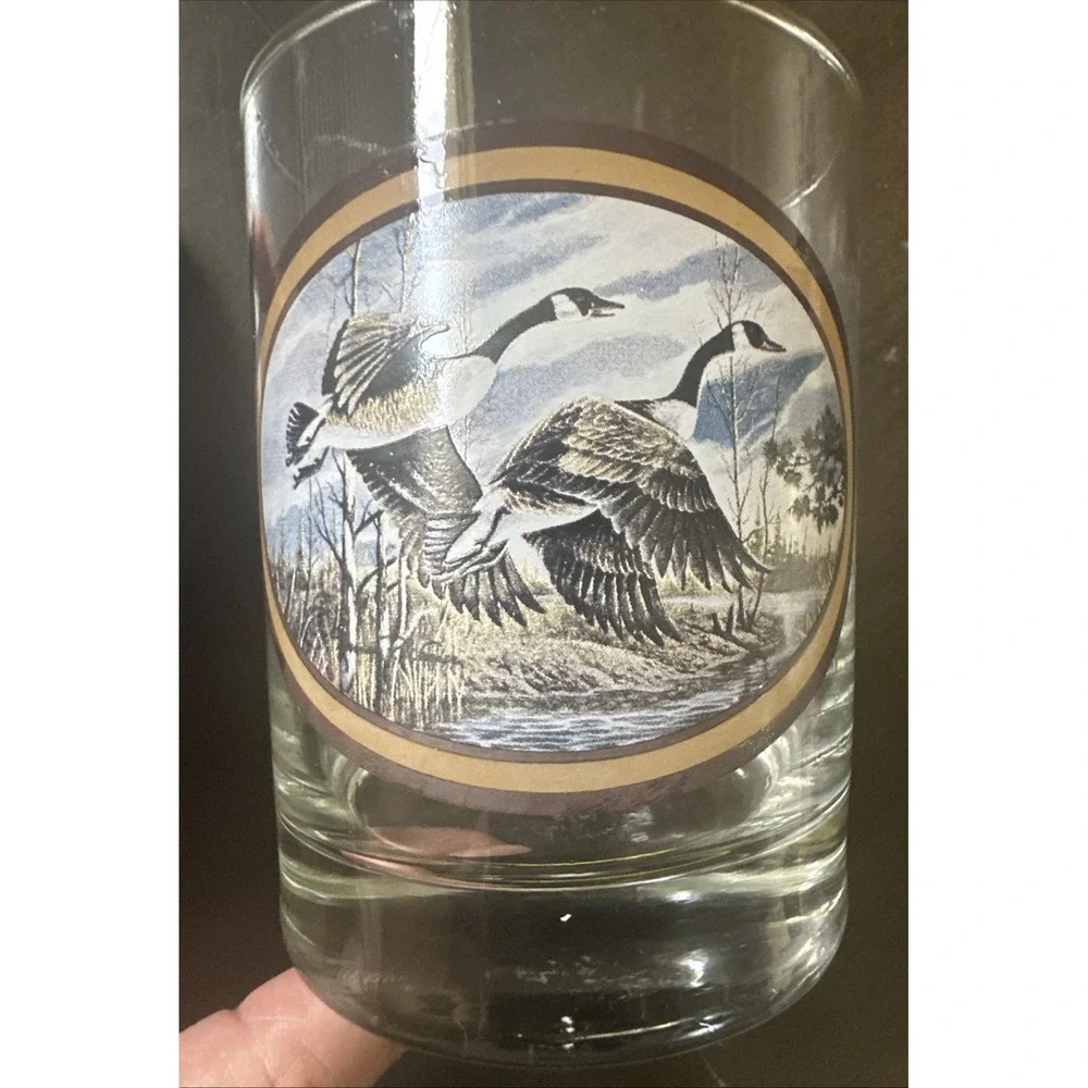One Vintage 1960's Flying Geese Rocks Glass by Norman R. Wamer Outdoor Bar
